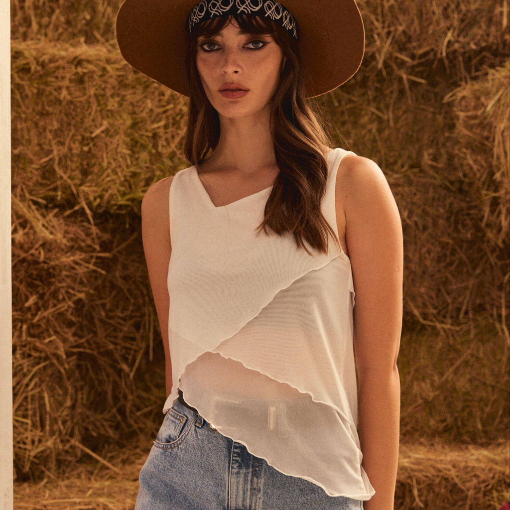 LAYERED Sleeveless MESH PF24 White