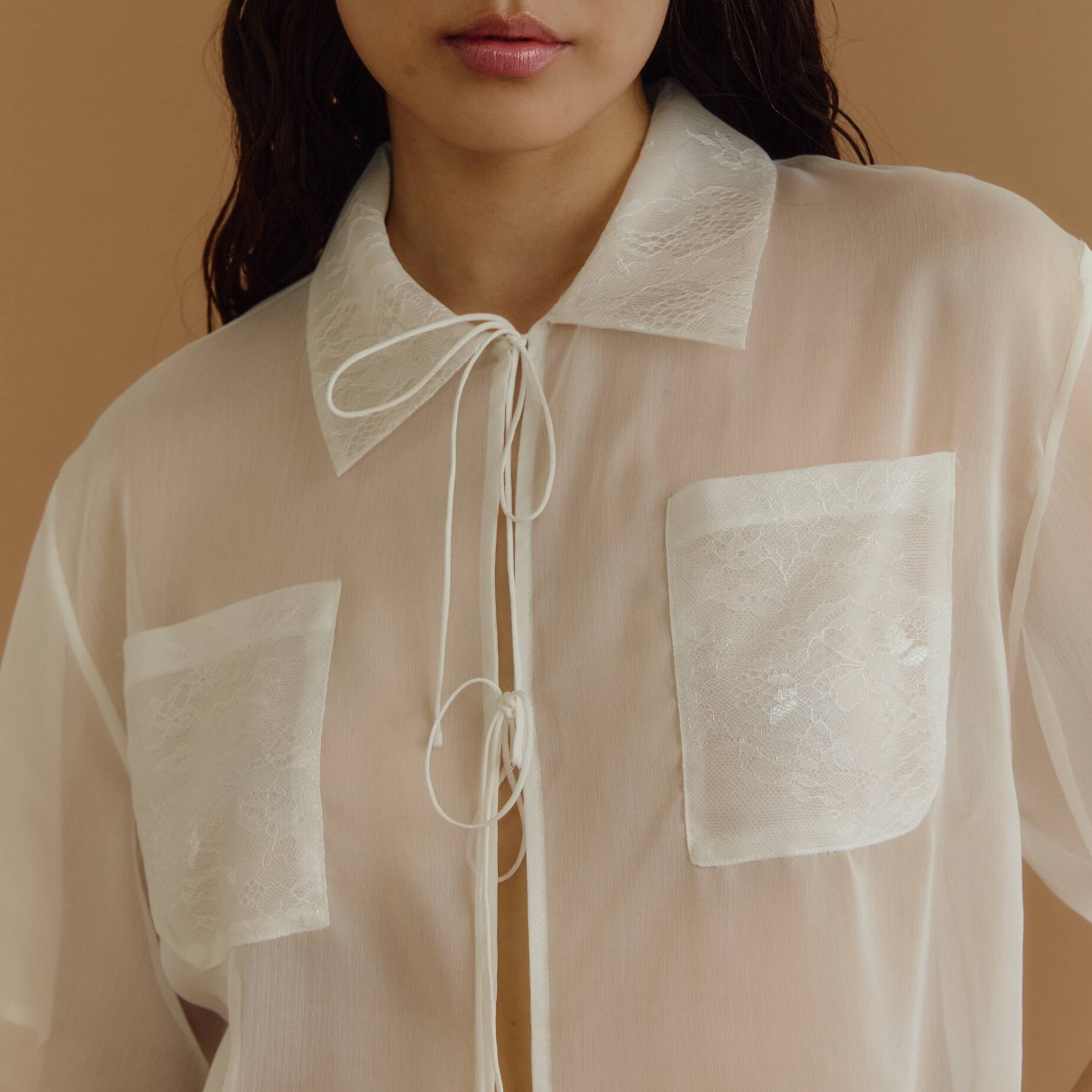 SHEER SHIRT PF25 LACE DETAILS