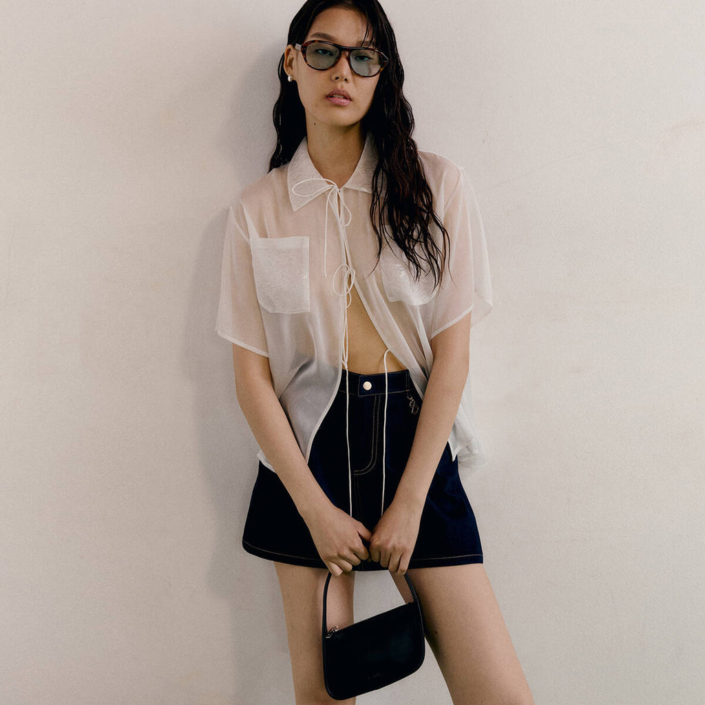 SHEER SHIRT PF25 LACE DETAILS