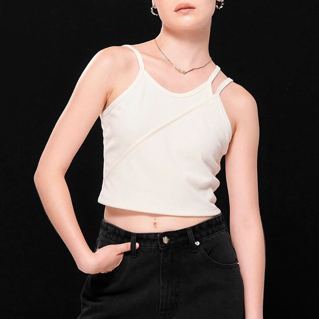 TANK 3 Straps Crop White