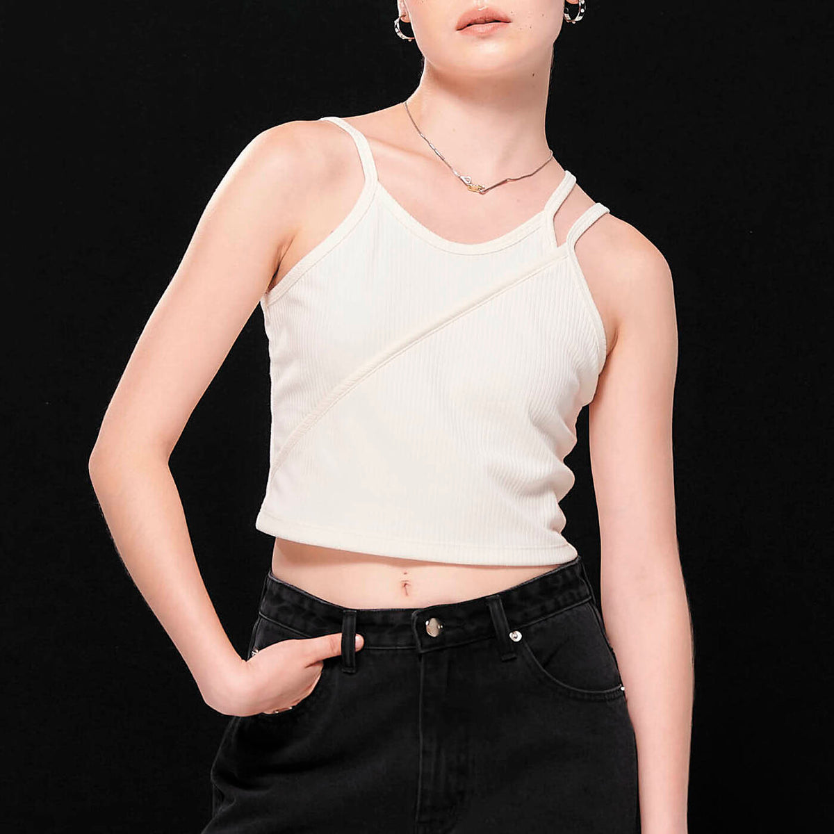 TANK 3 Straps Crop White