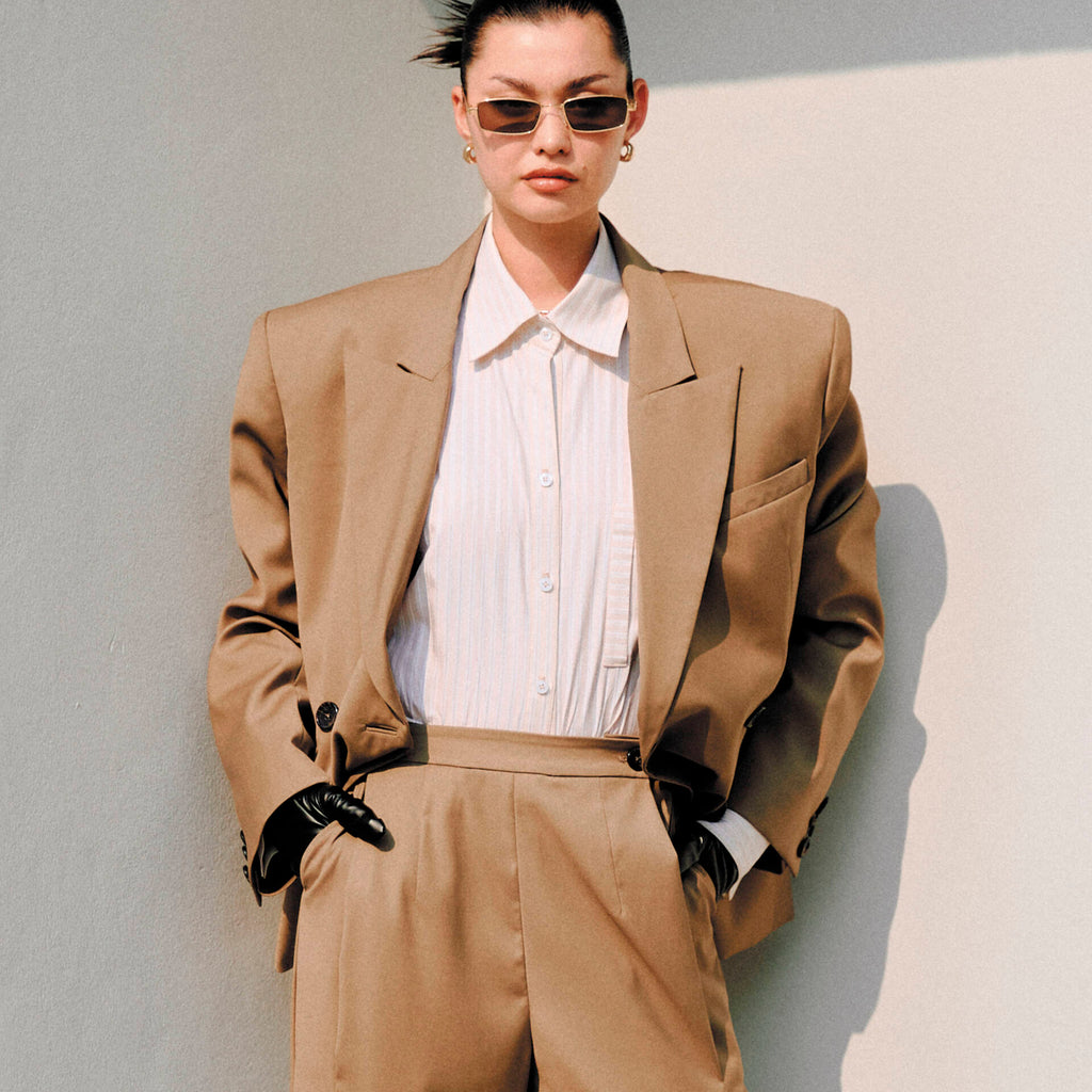 Oversized BLAZER SS25 Wool Double-Breasted, Padded Shoulders