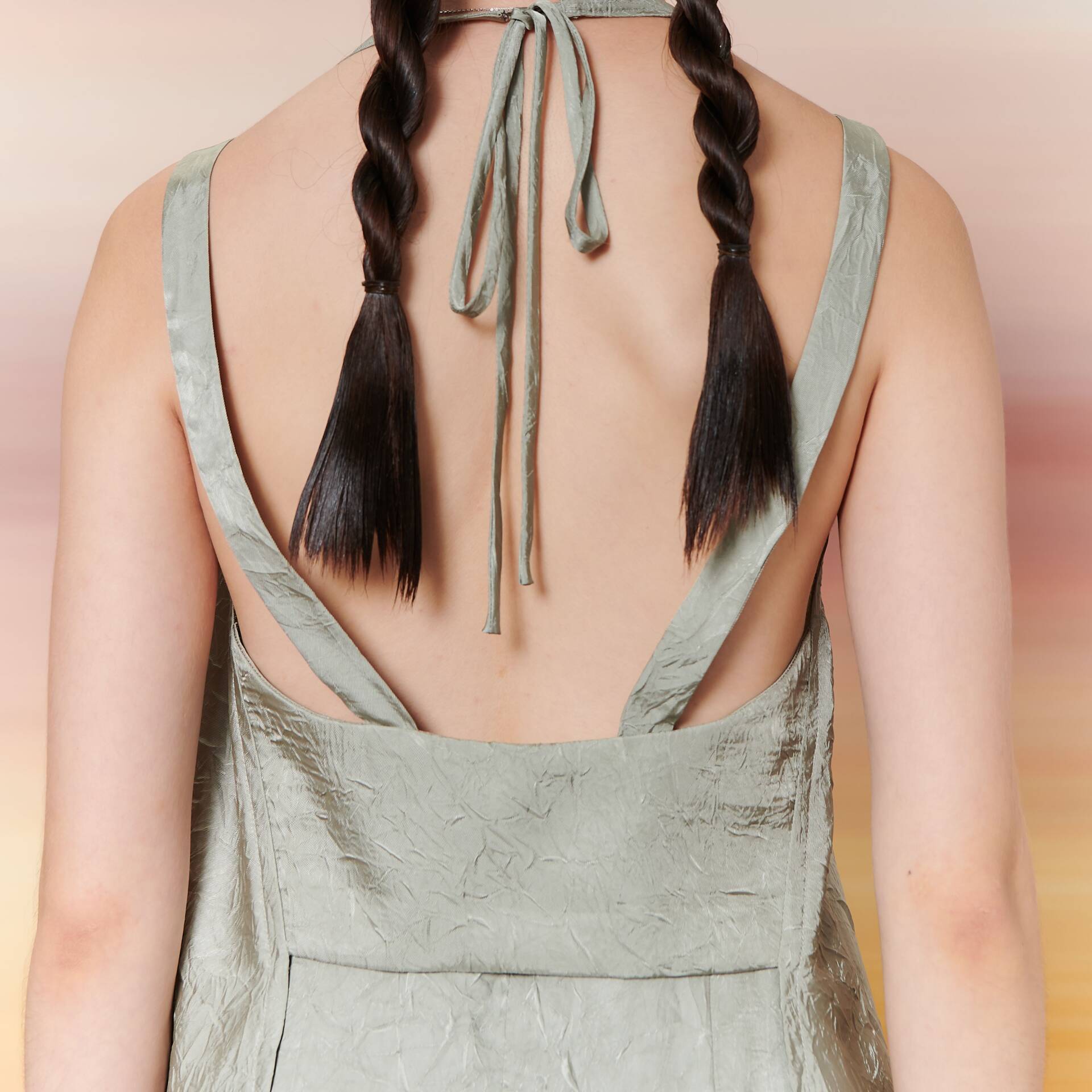 OPEN BACK BLOUSE SAGE GRANITE