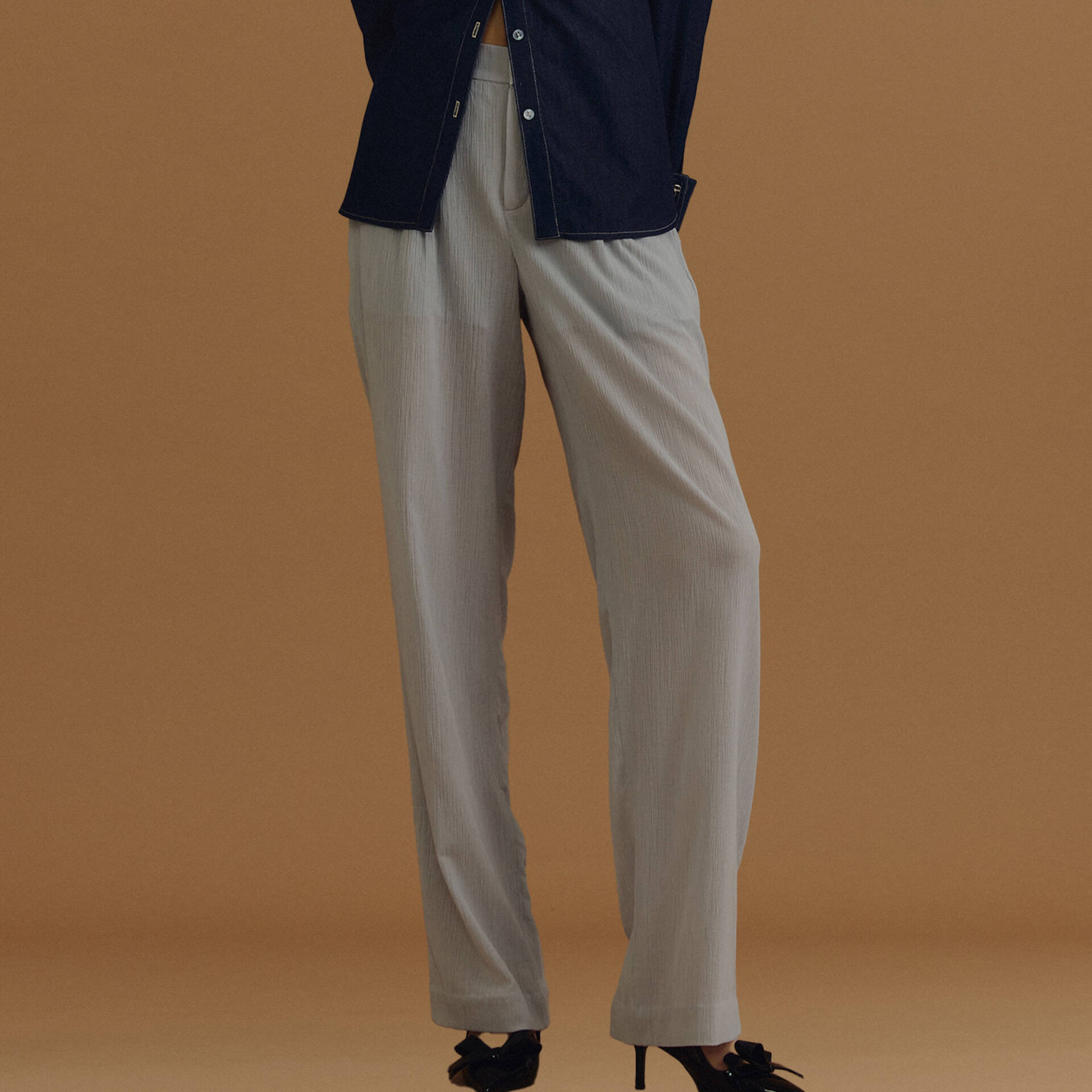 PLEATED PANTS PF25 (Back Elastic Waistband)