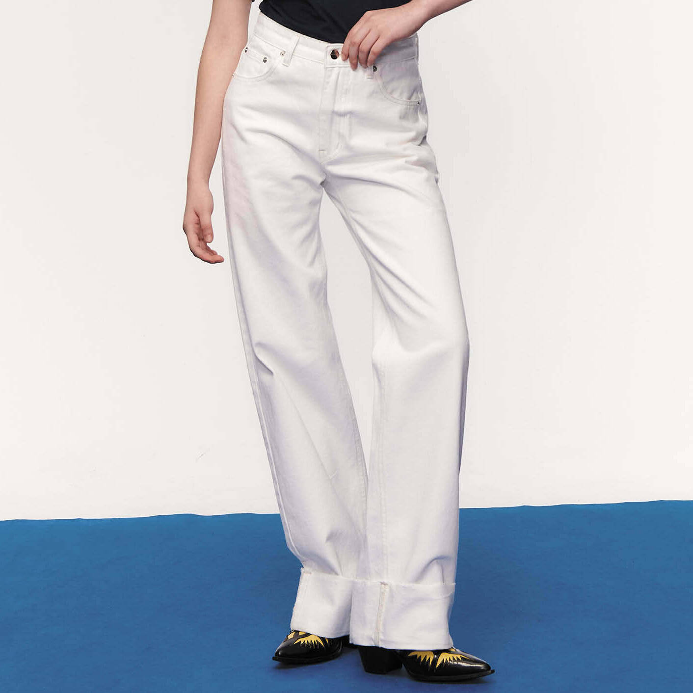 JEANS CUFF Mid-Rise Waist White