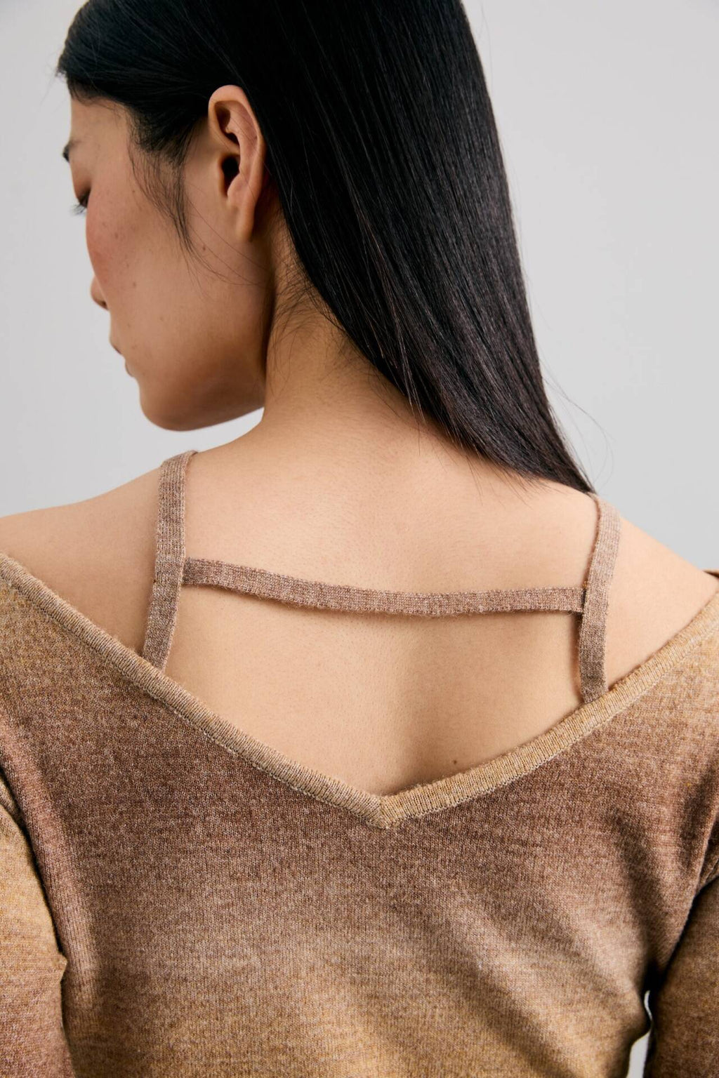 OMBRE OFF-THE-SHOULDER KNIT OTS TOP (100% Wool)
