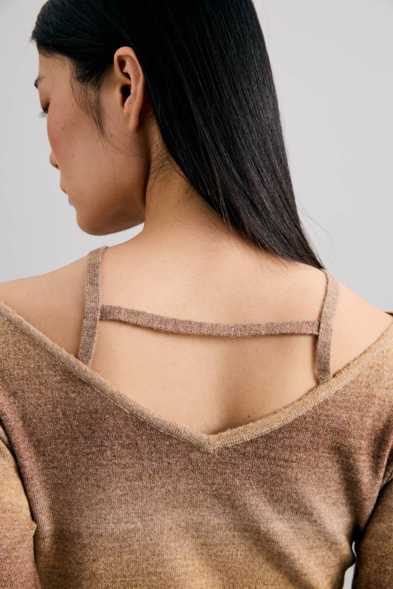 OMBRE OFF-THE-SHOULDER KNIT OTS TOP (100% Wool)