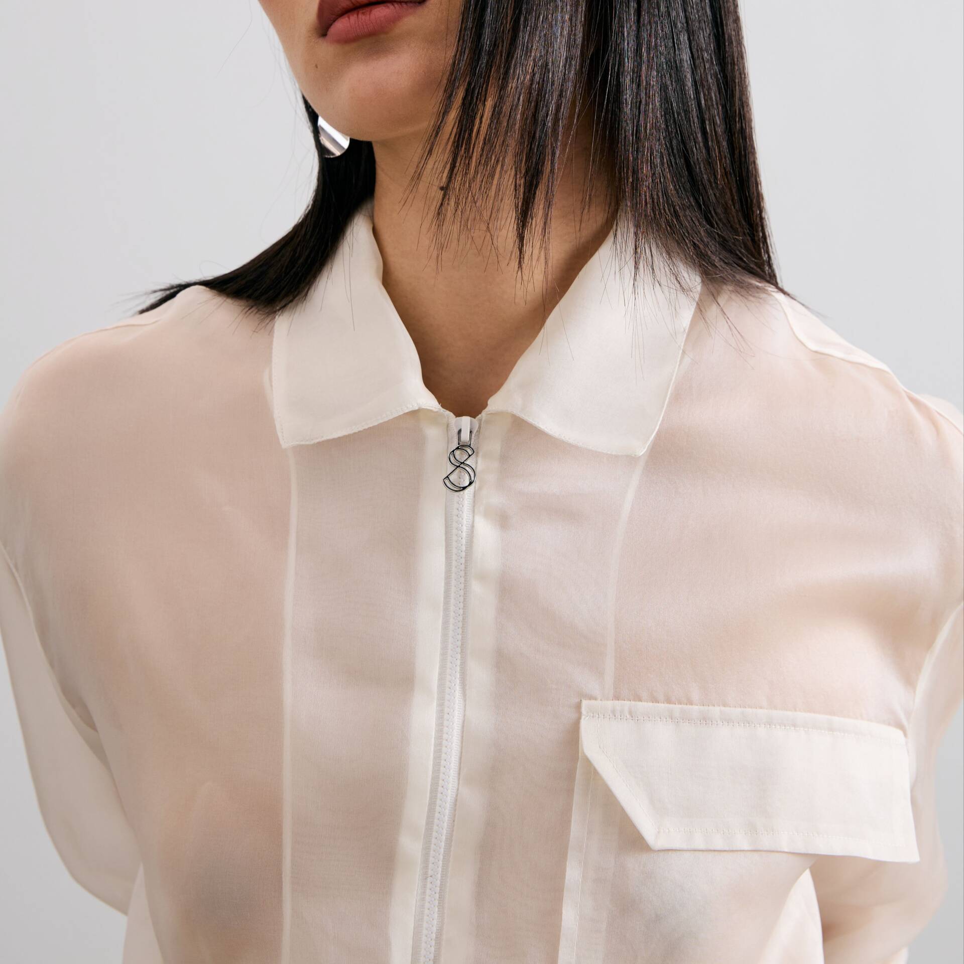 SILK BOMBER JACKET Cropped