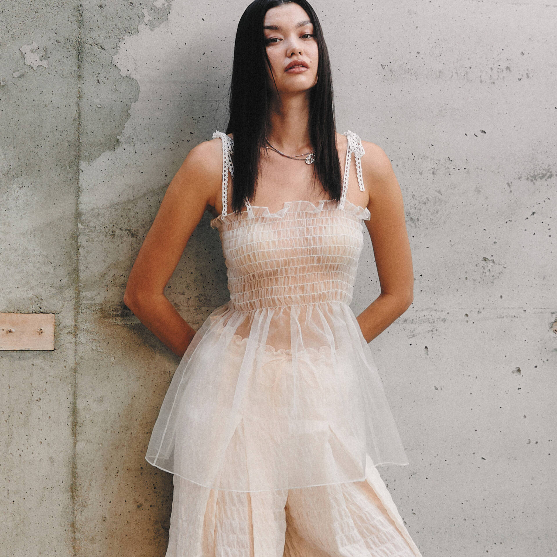 CAMISOLE RUCHED SILK Sheer SS25