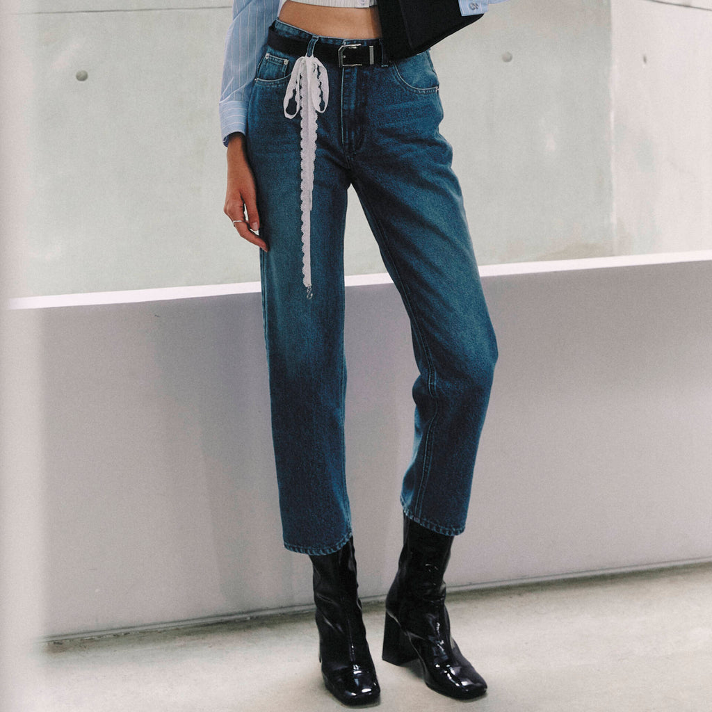 MONICA BOYFRIEND JEANS Mid-Rise Indigo Blue