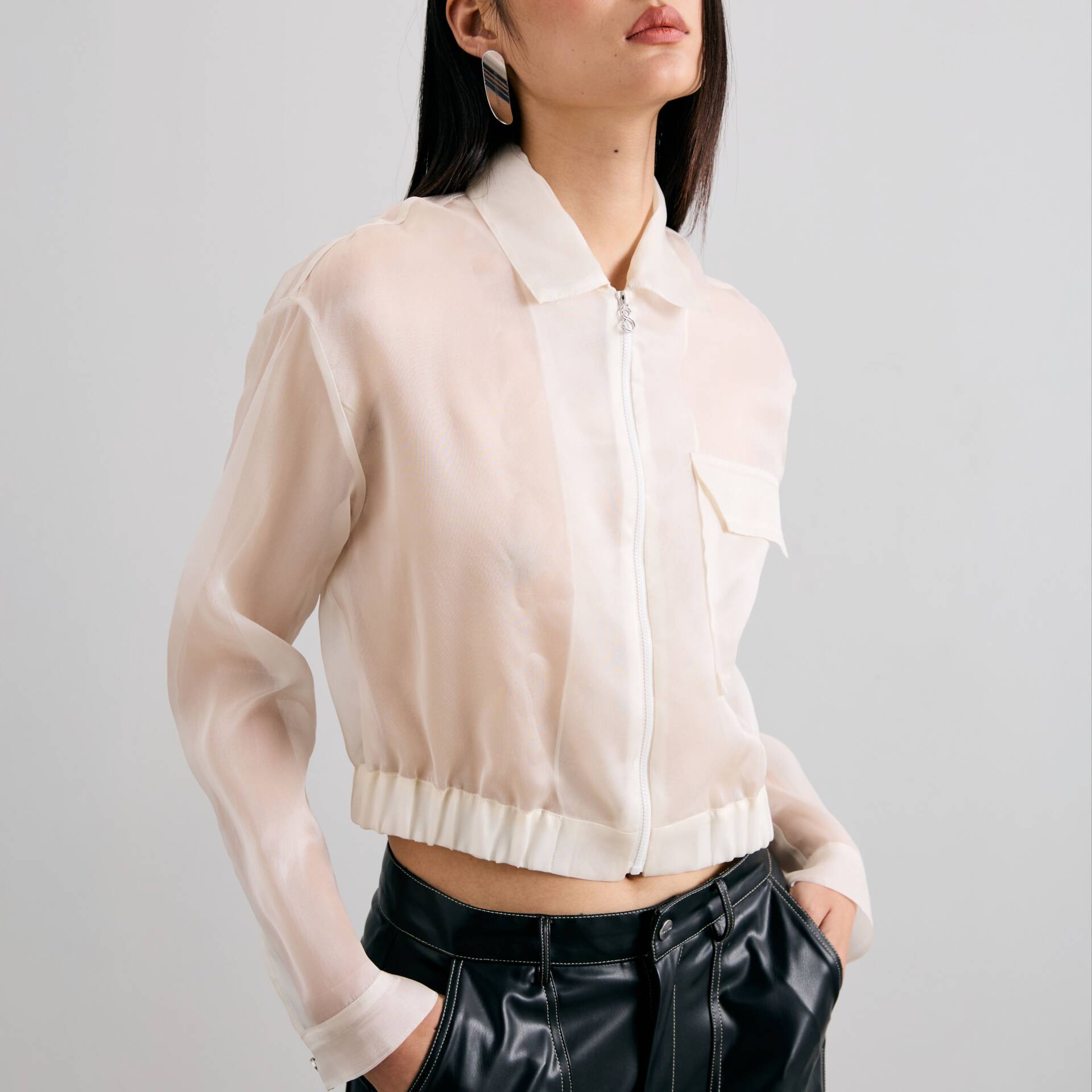 SILK BOMBER JACKET Cropped