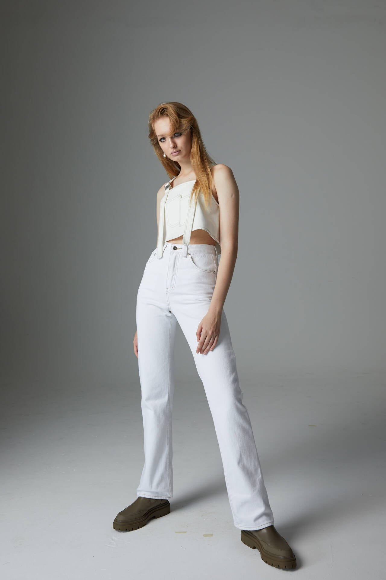 Jeans Flare/Folded White