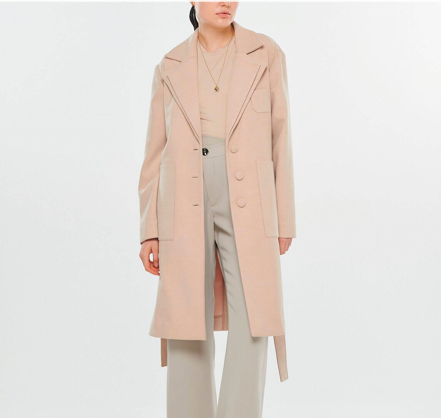 COAT Wool Ivory Double Lapel