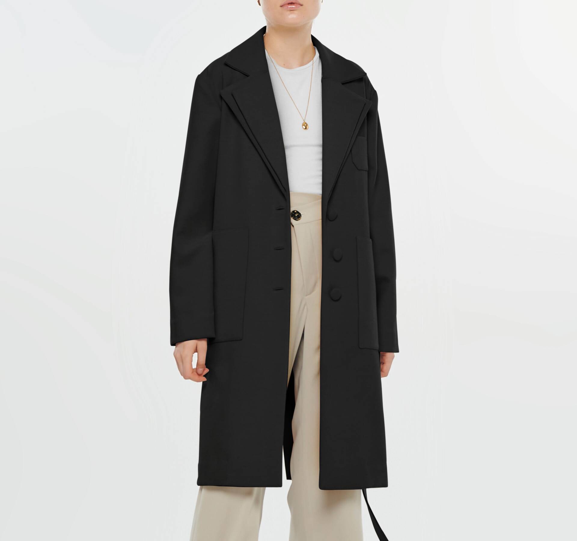 COAT Wool Black Double Lapel