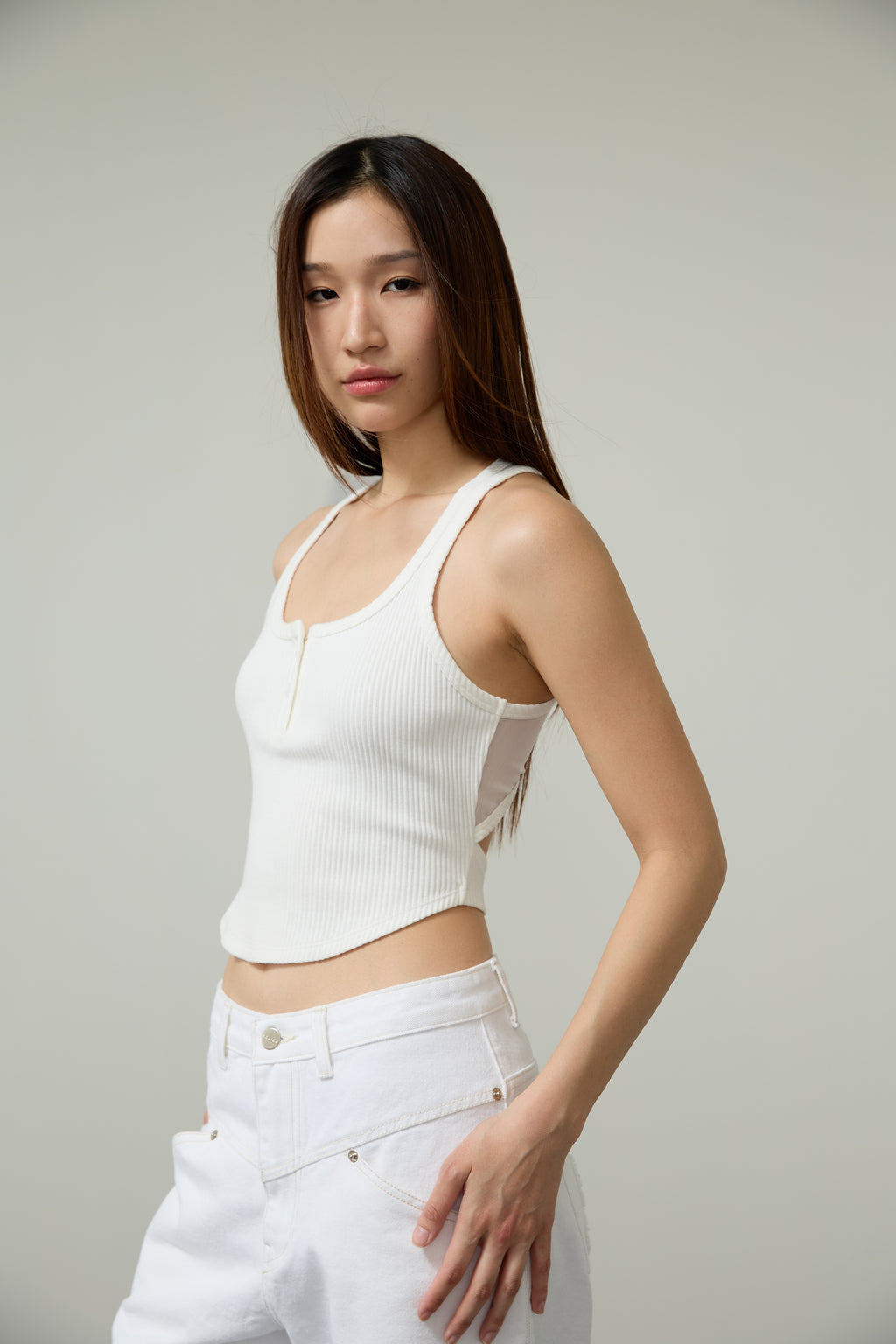 CROP TANK BUTTON SS26