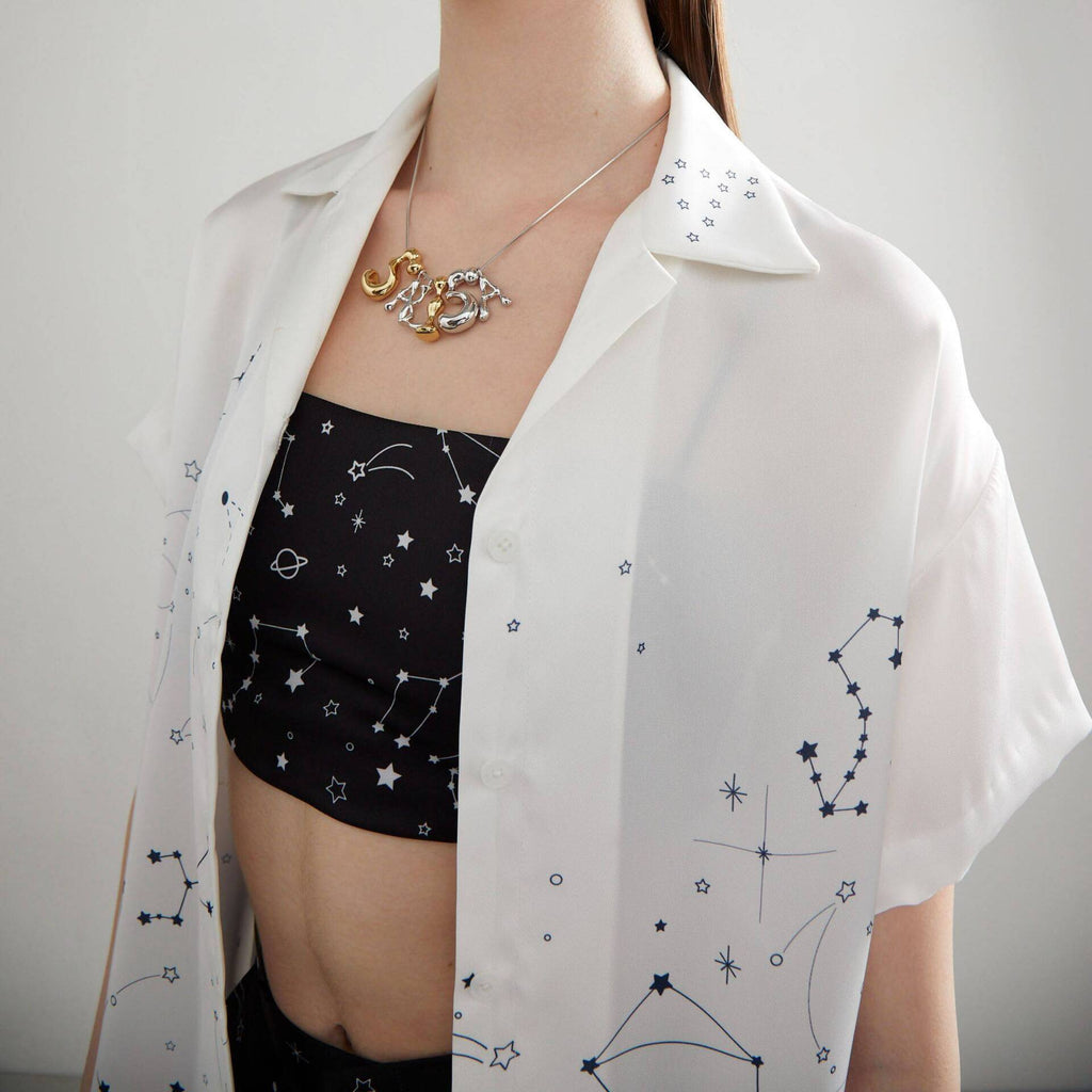 DAD SHIRT Zodiac White Loose-Fit
