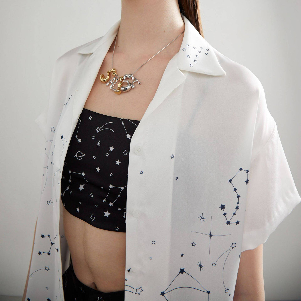 DAD SHIRT Zodiac White Loose-Fit