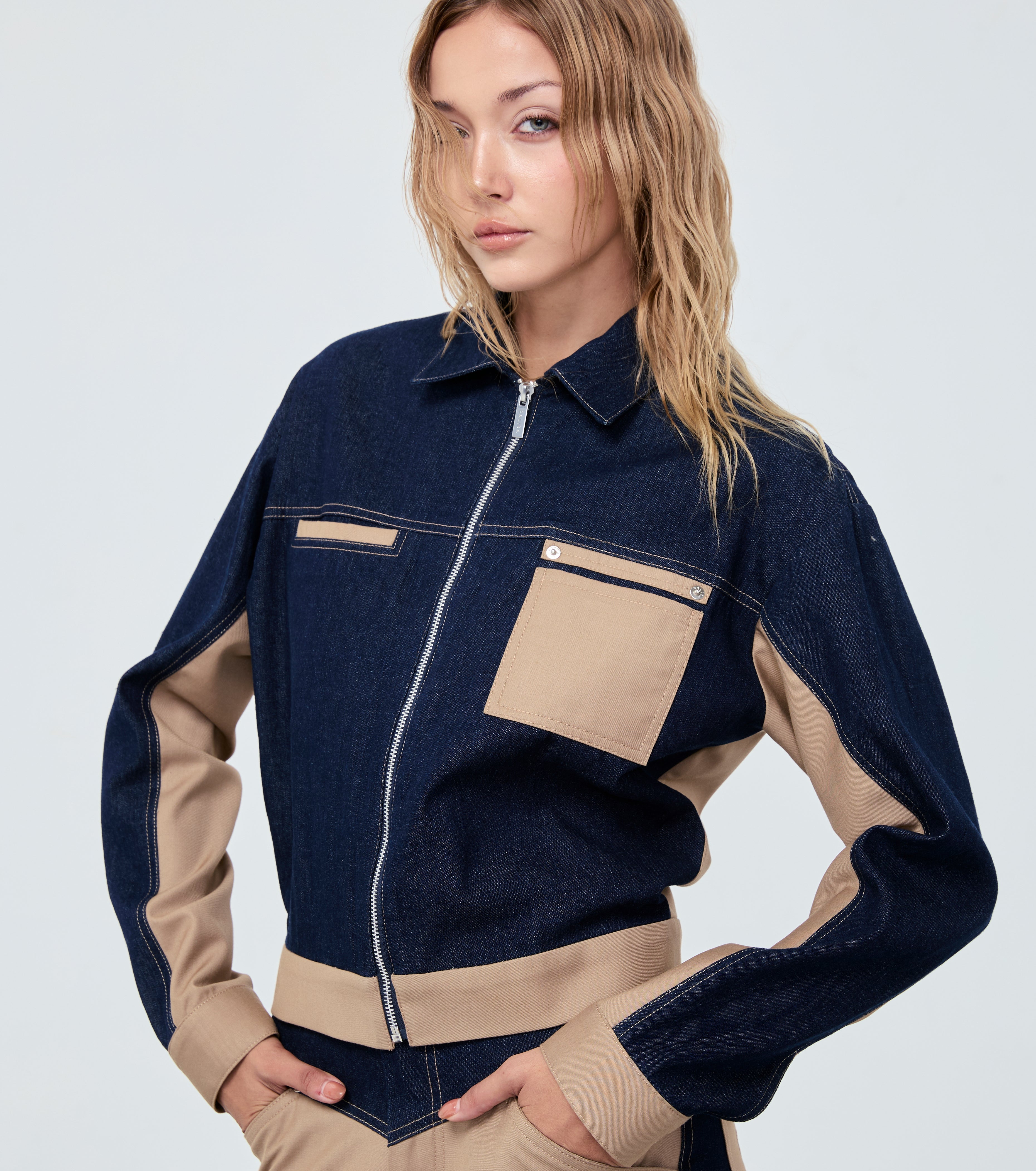 DENIM JACKET FW25 Cropped Denim/Wool Taupe