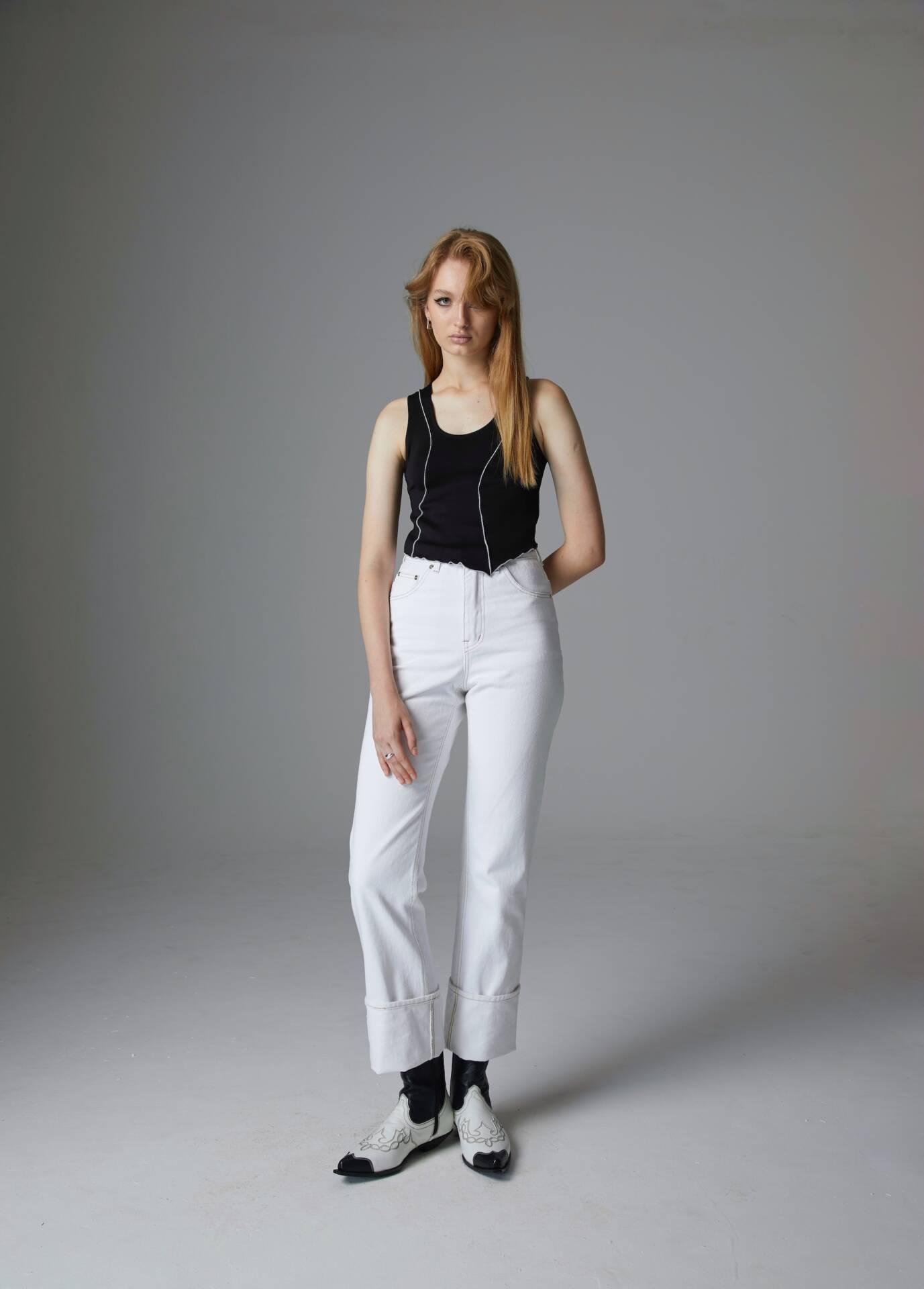 Jeans Flare/Folded White