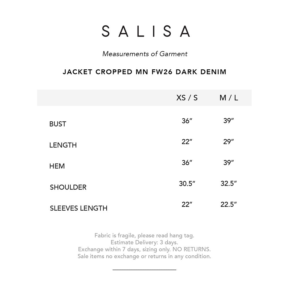 JACKET CROPPED MN FW26 Dark Denim