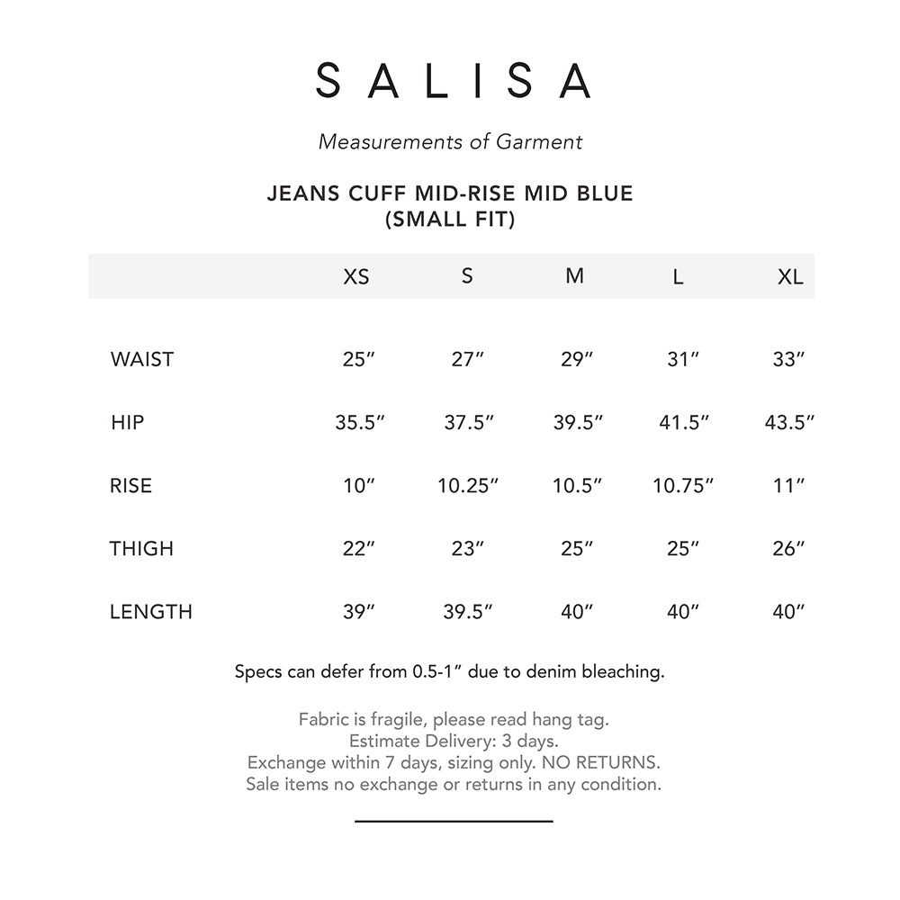 JEANS CUFF Mid-Rise Waist Mid Blue