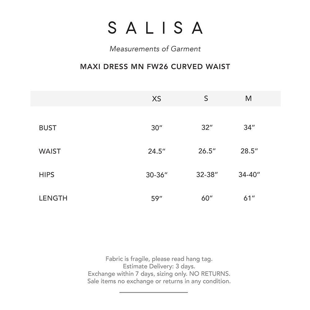 MAXI DRESS MN FW26 CURVED WAIST PRE-ORDER 3-4 WEEKS