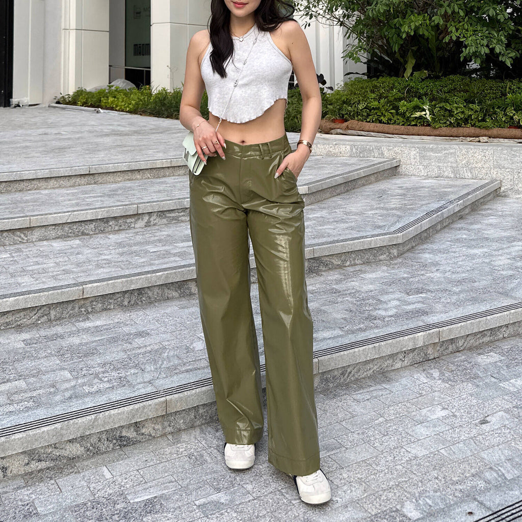 PANTS V Matcha Vegan Leather (Mid-Rise Waist)