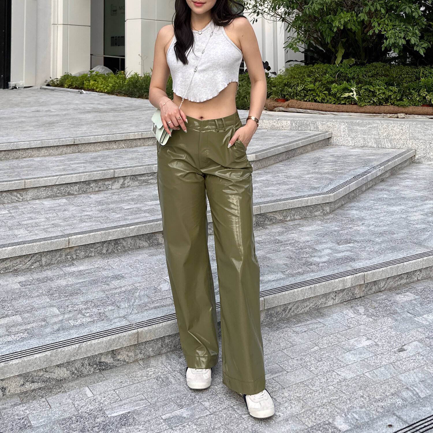 PANTS V Matcha Vegan Leather (Mid-Rise Waist)