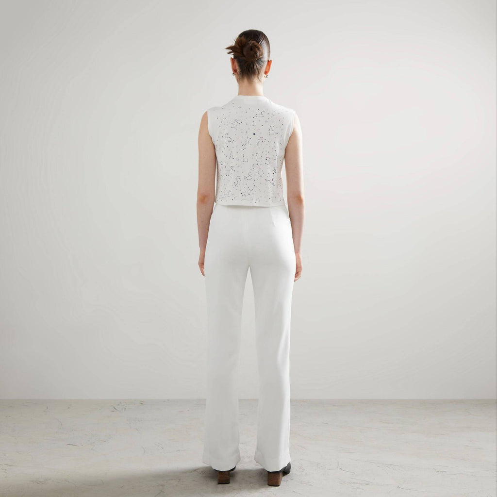 PANTS FLARE White Zodiac Print Insert
