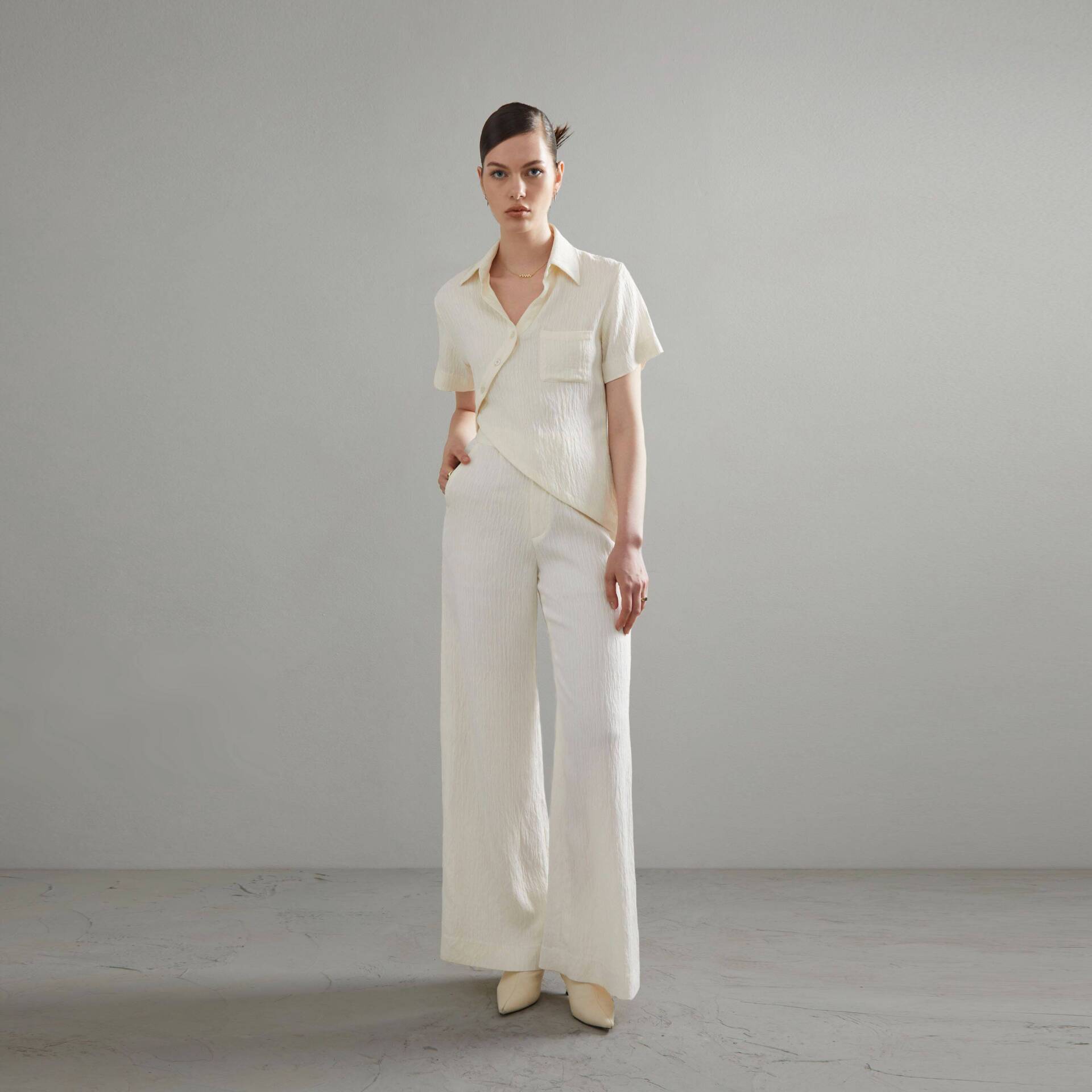 PANTS IRREGULAR PLEAT Ivory
