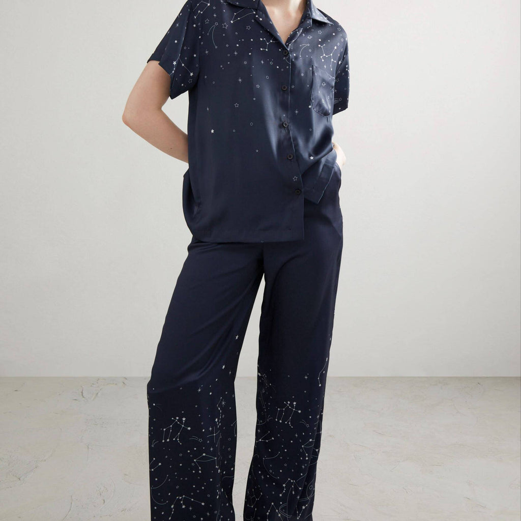 PJ PANTS Silk Navy Zodiac