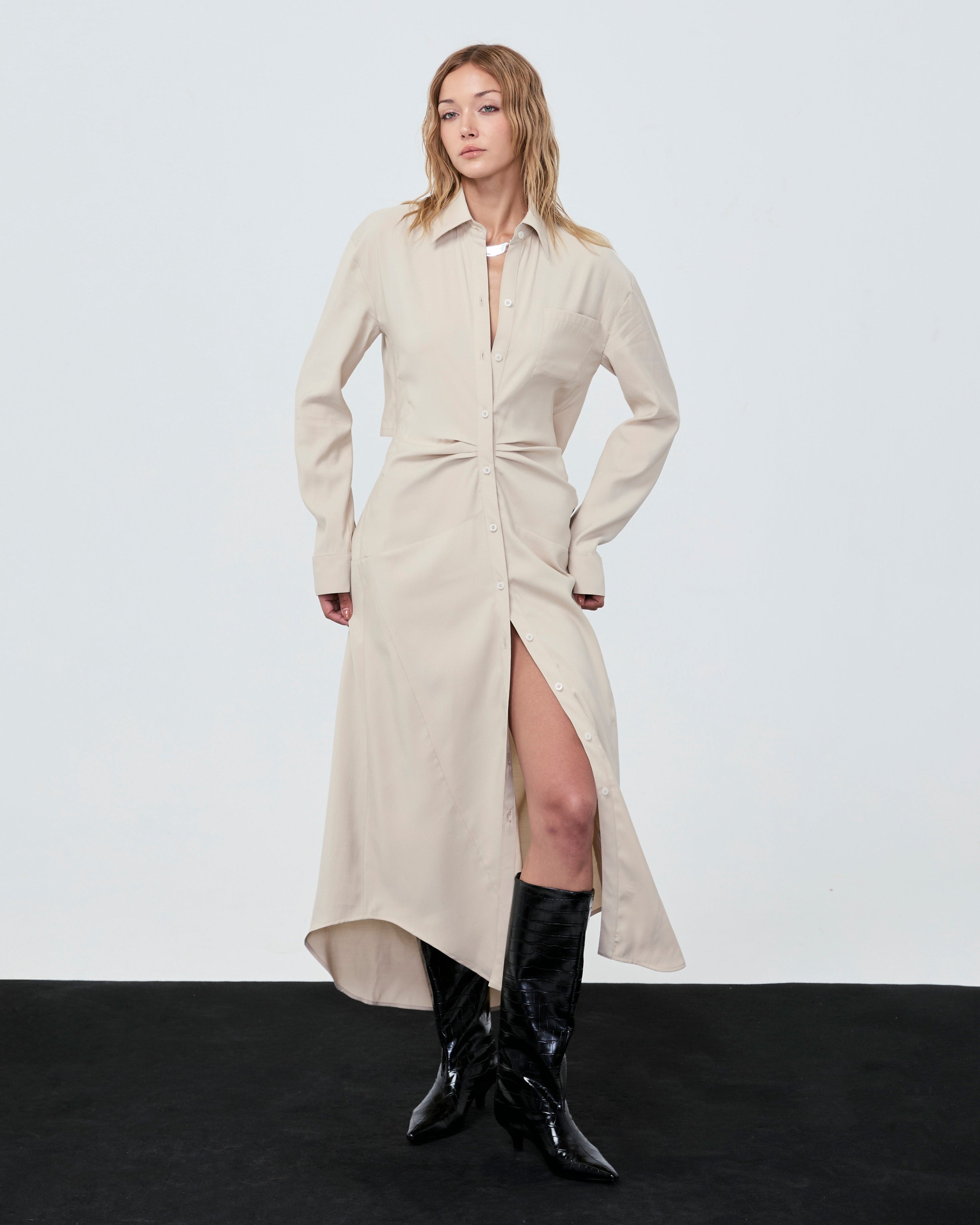 SHIRT DRESS FW25 Beige