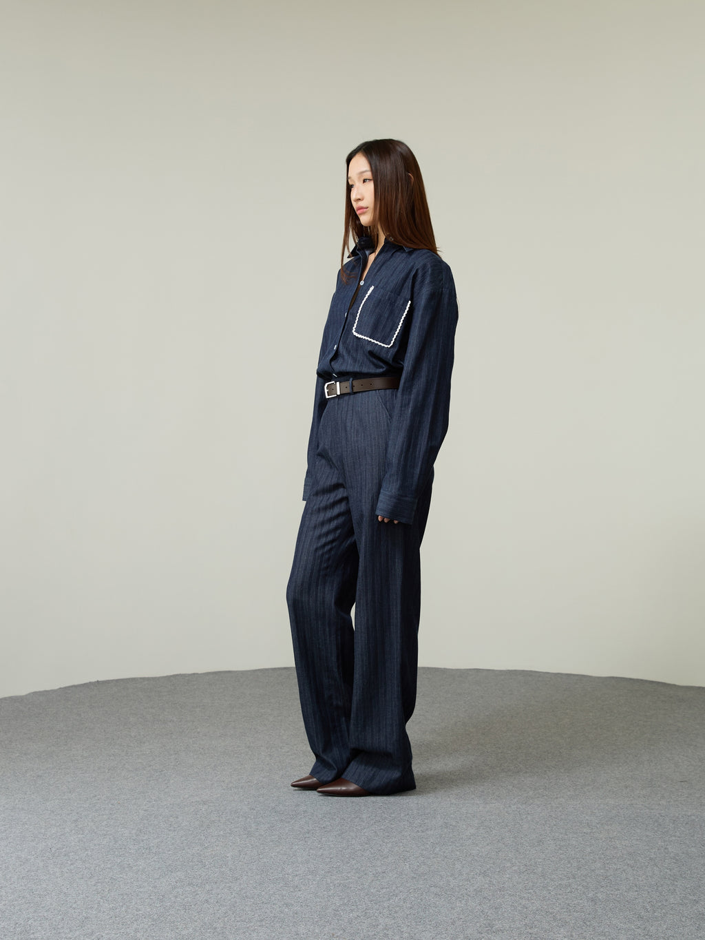 STRIPED SHIRT SS26 Soft Denim