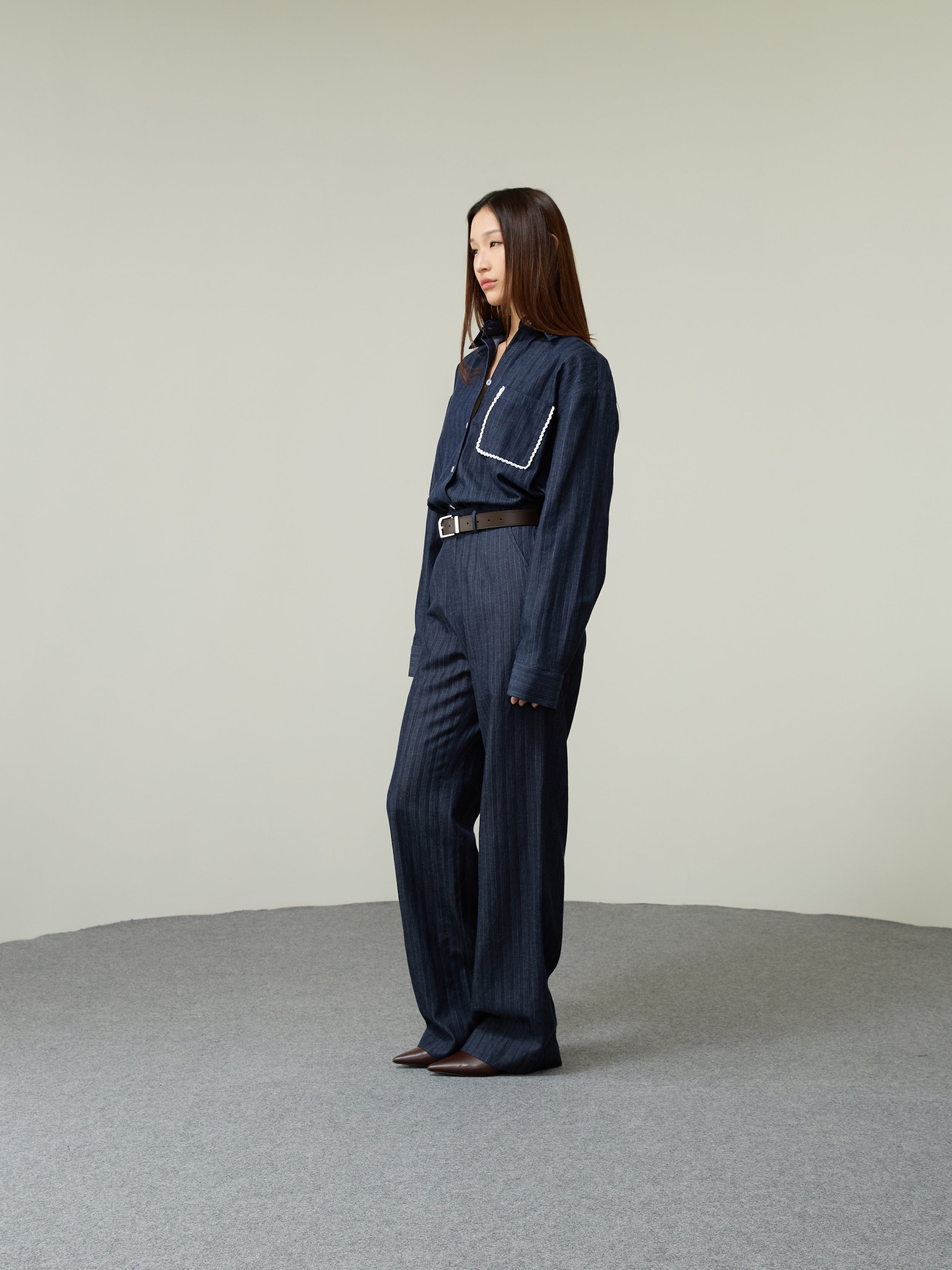 STRIPED SHIRT SS26 Soft Denim