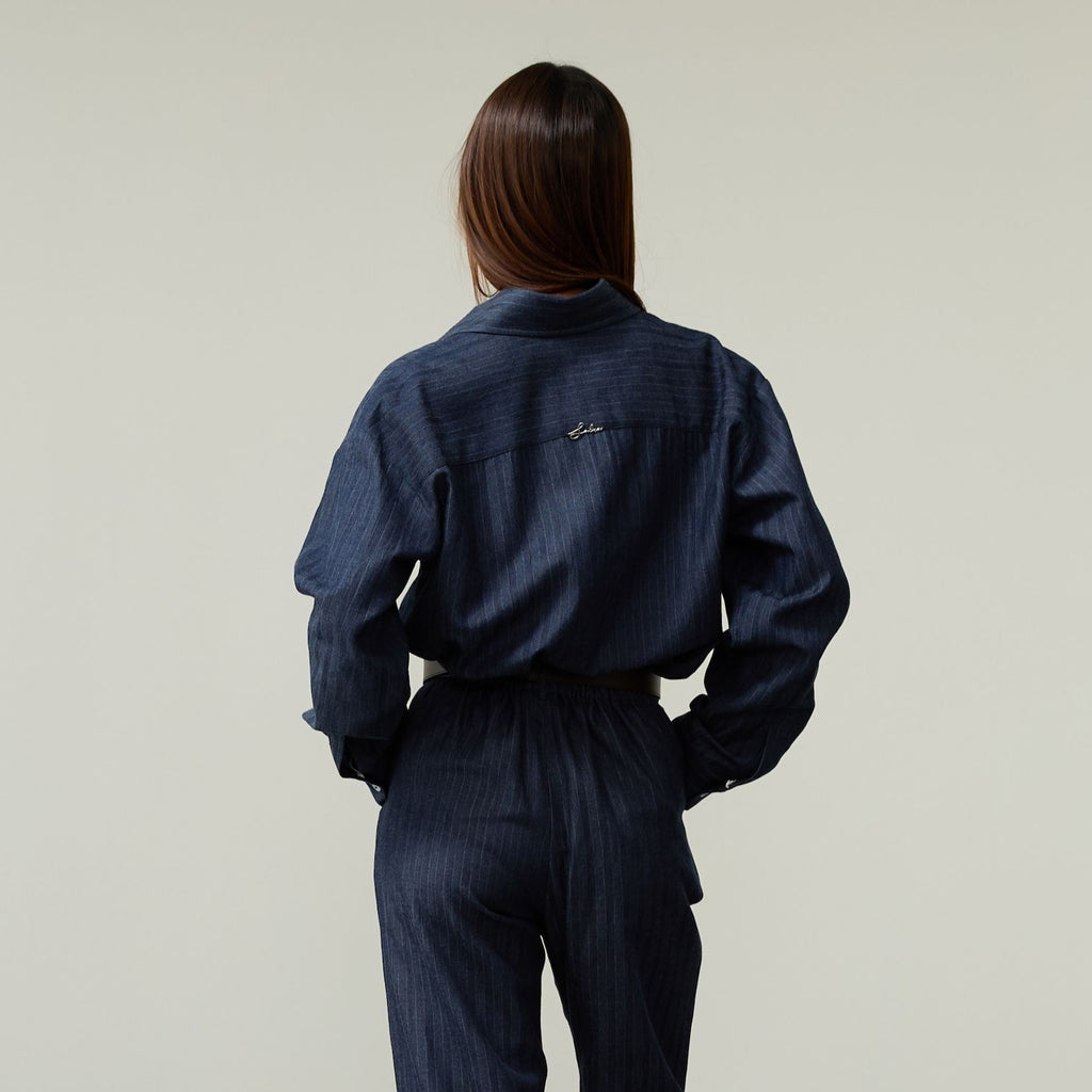 STRIPED SHIRT SS26 Soft Denim