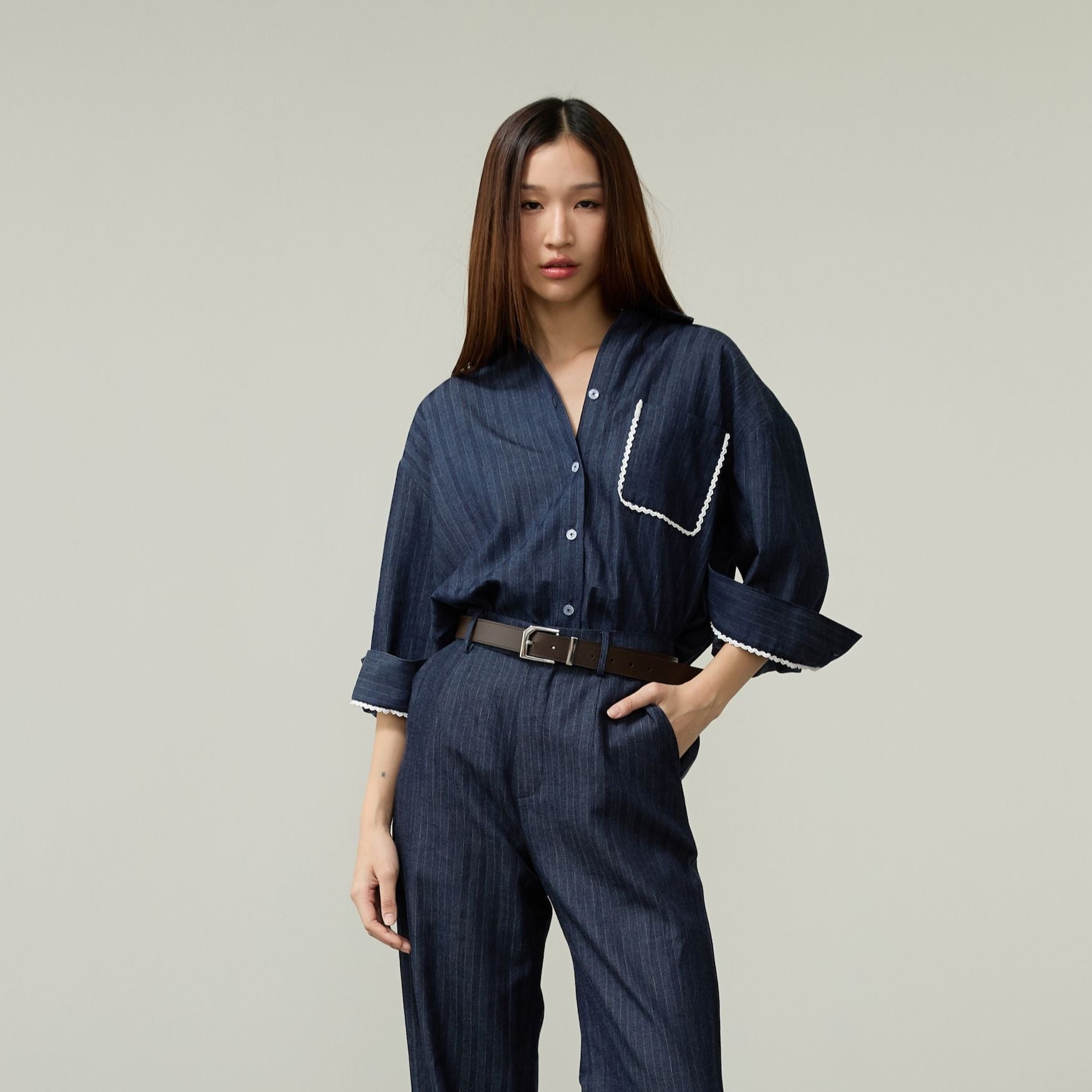 STRIPED SHIRT SS26 Soft Denim