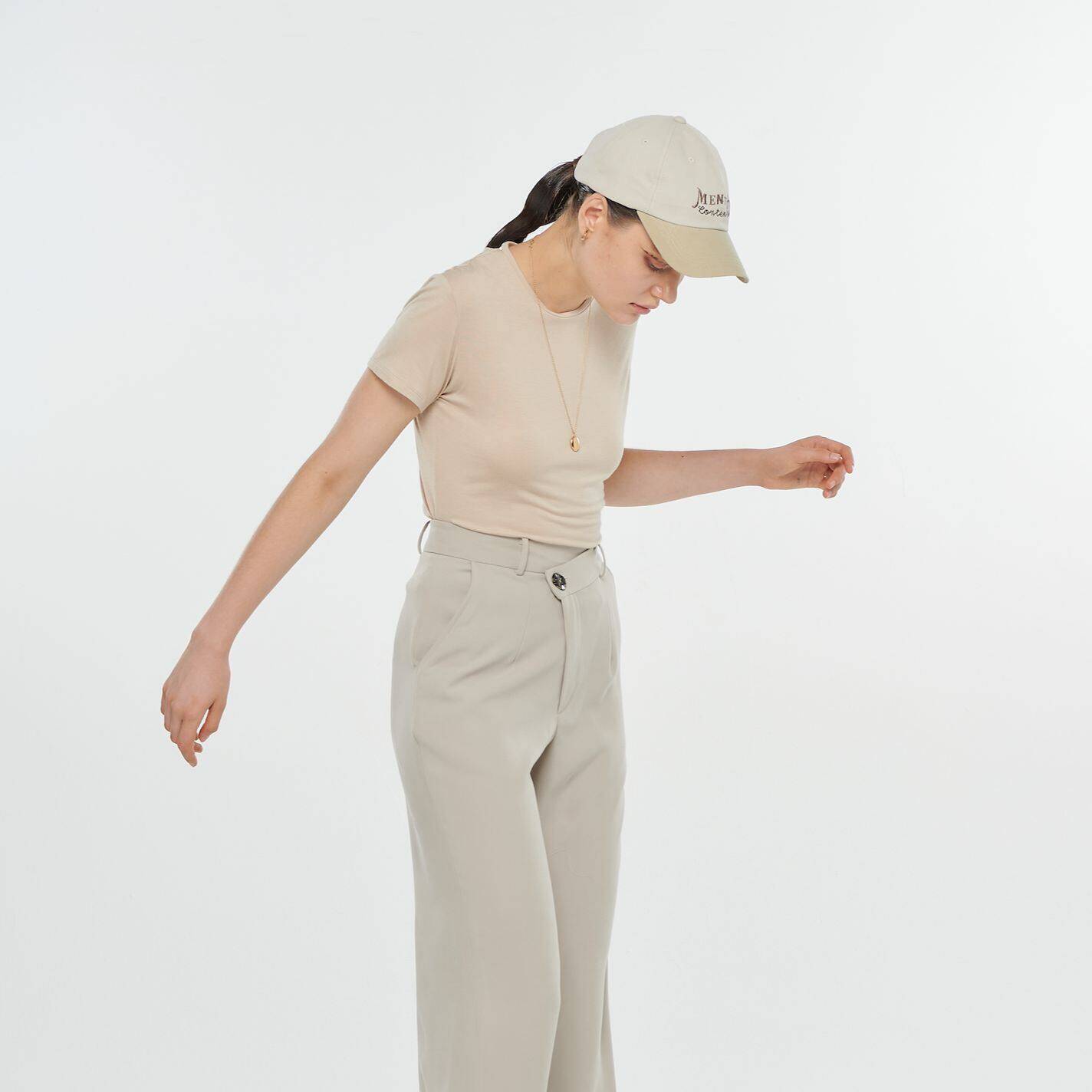 Basic Soft Modal T-SHIRT Logo Cream