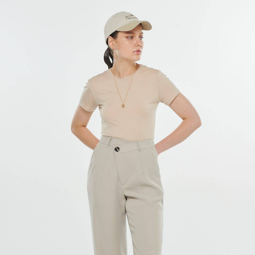 Basic Soft Modal T-SHIRT Logo Cream