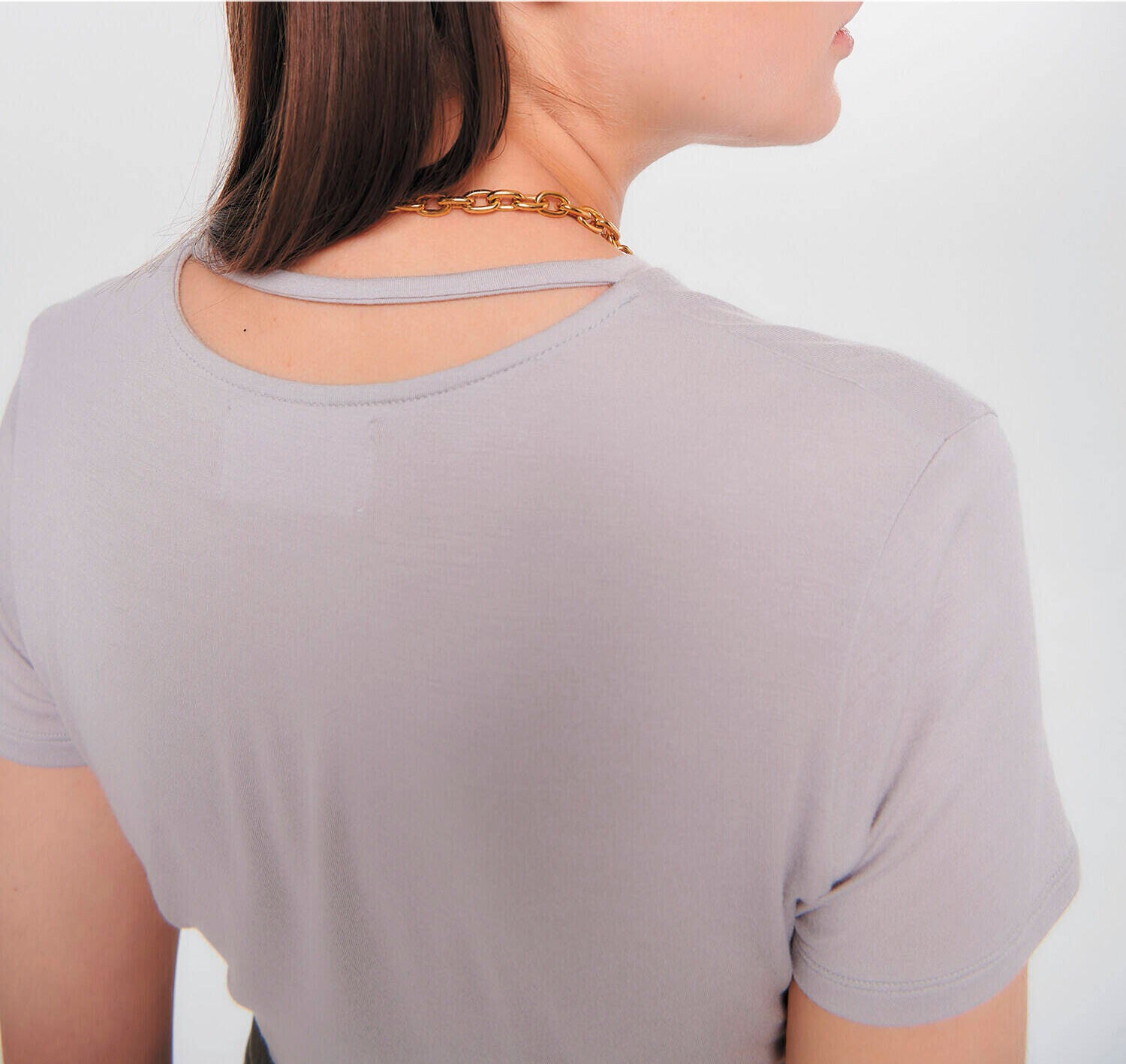 Basic Soft Modal T-SHIRT Logo Grey