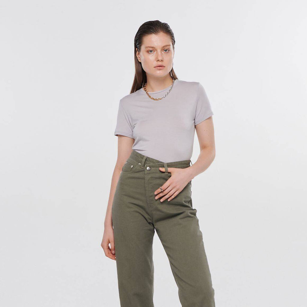 Basic Soft Modal T-SHIRT Logo Grey