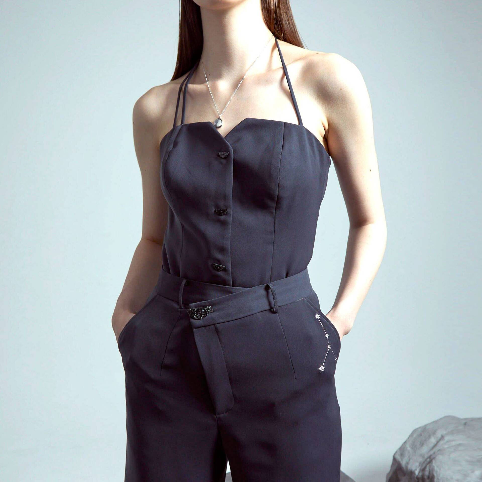 Tailored TUBE Button-Up Halter Strap Top