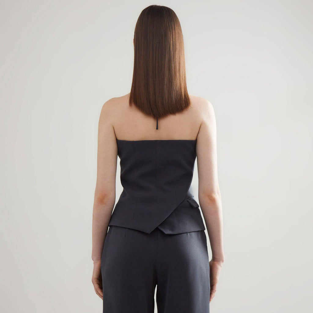 Tailored TUBE Button-Up Halter Strap Top