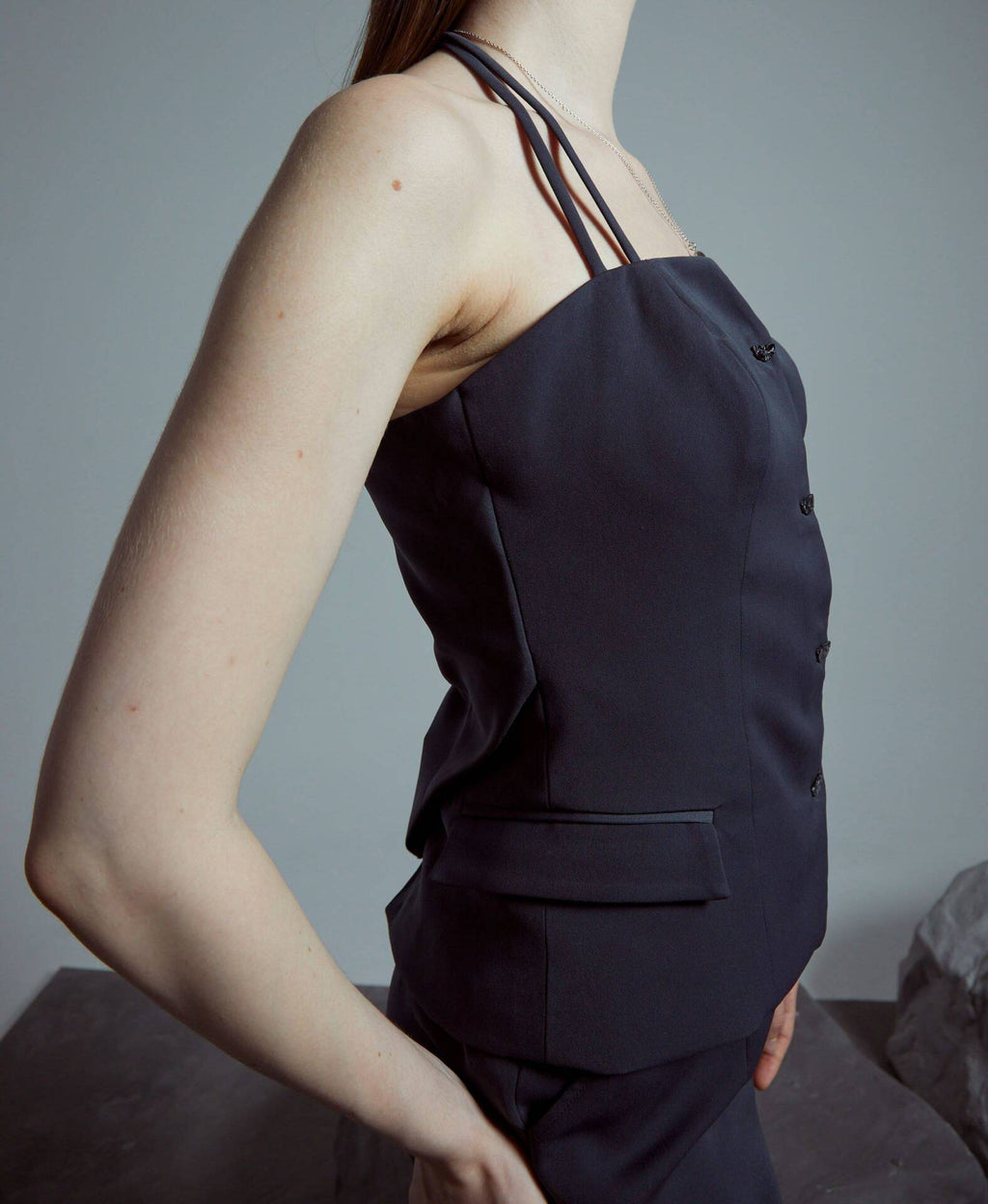 Tailored TUBE Button-Up Halter Strap Top