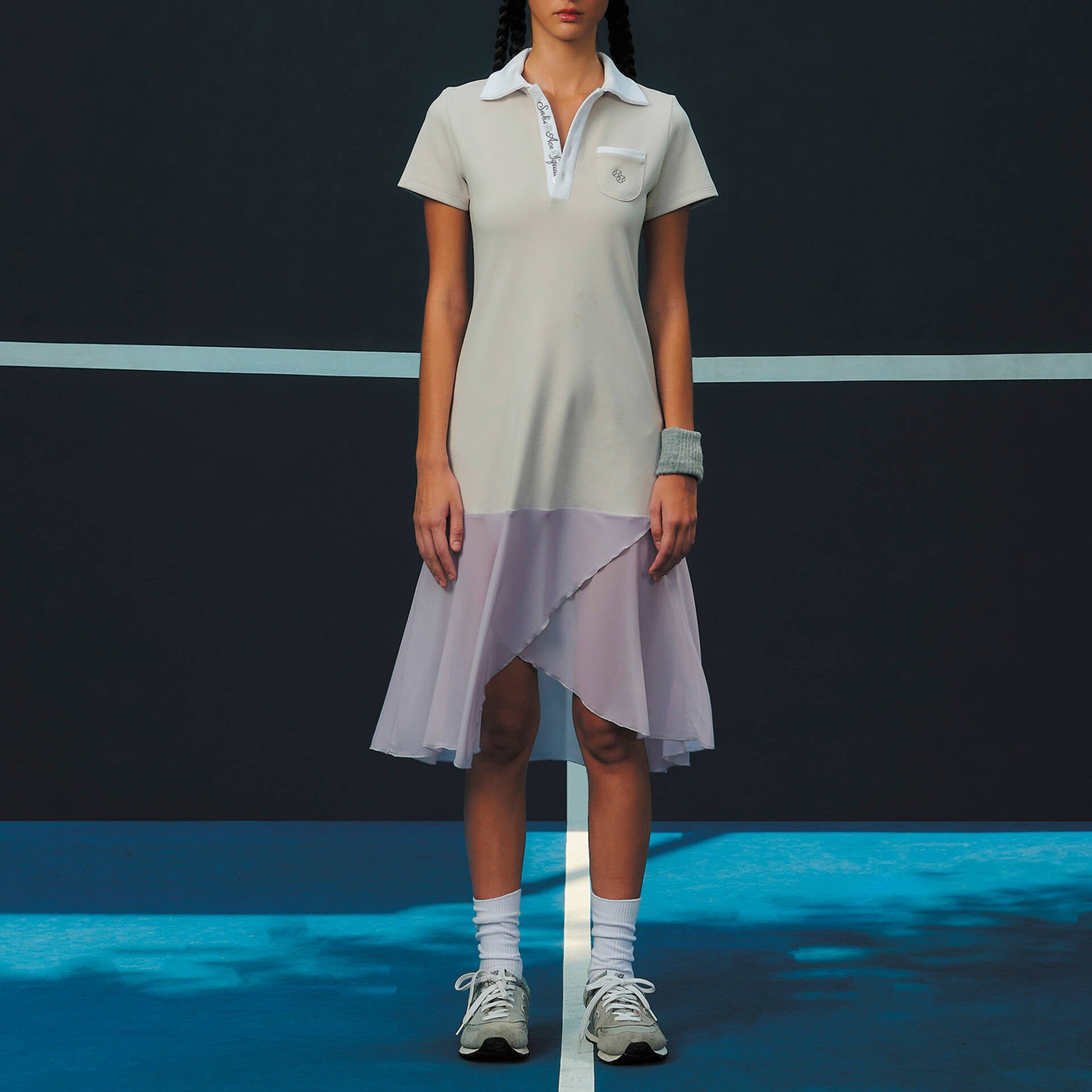 POLO DRESS SS24 Grey Quick-Dry Jersey & Mesh Hem