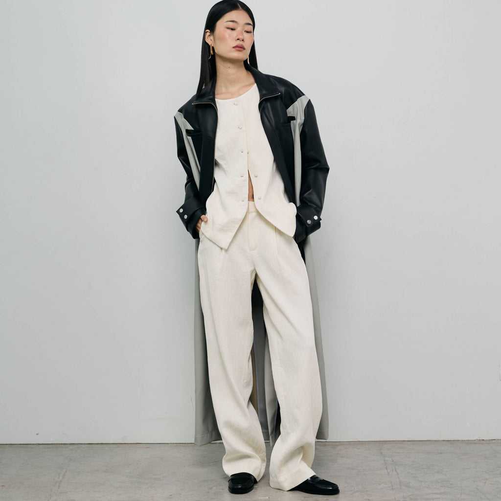 PANTS FW24 Irregular Pleat Mid-Rise Ivory