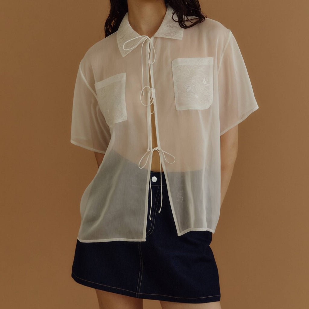 SHEER SHIRT PF25 LACE DETAILS