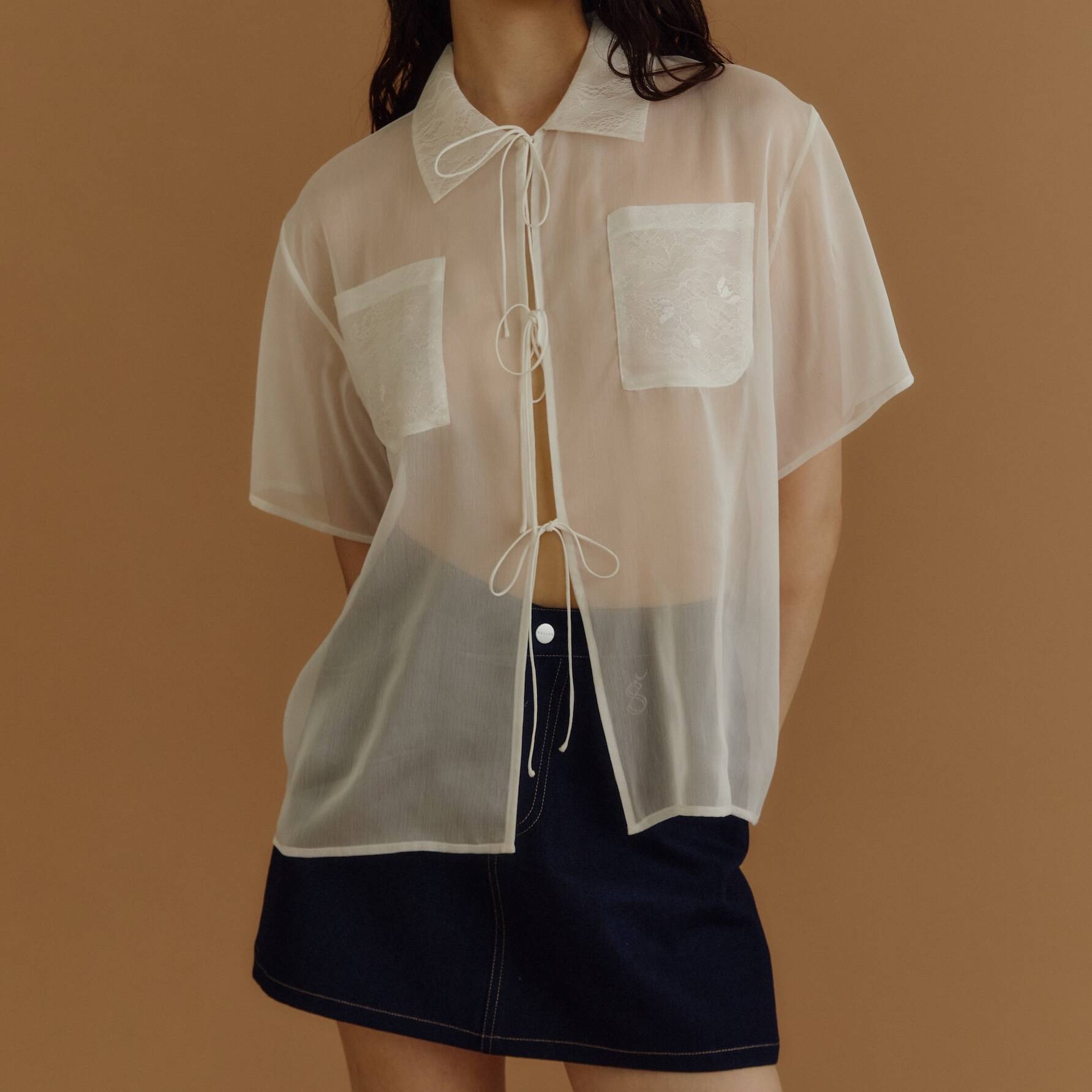 SHEER SHIRT PF25 LACE DETAILS