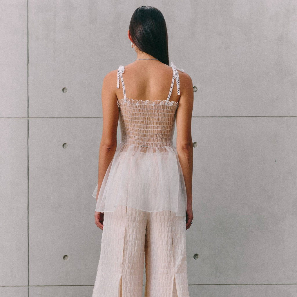 CAMISOLE RUCHED SILK Sheer SS25