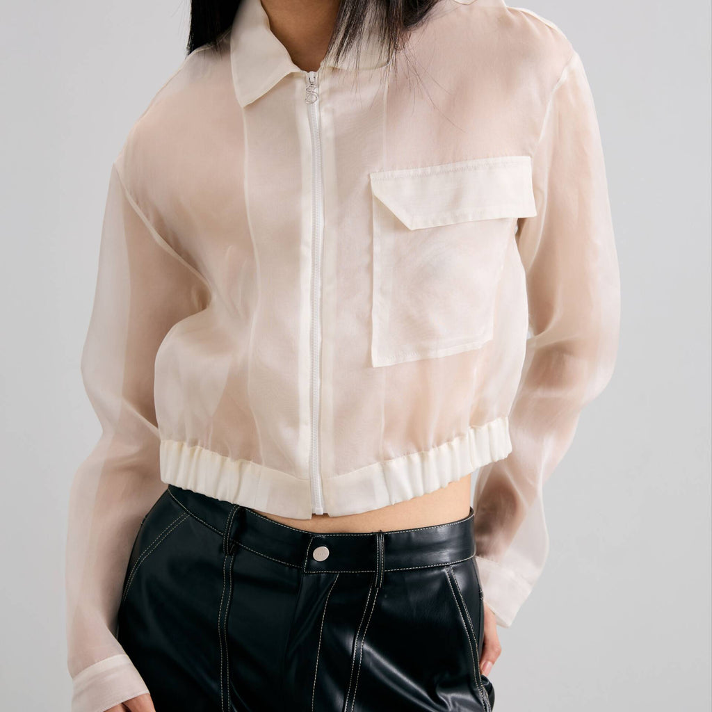 SILK BOMBER JACKET Cropped