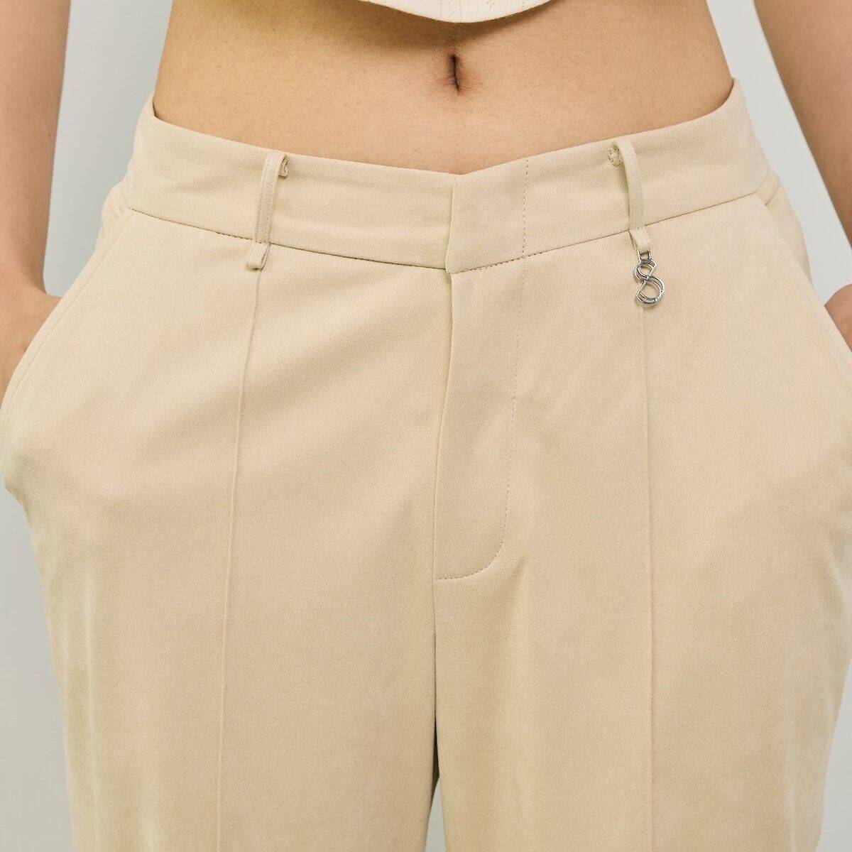 PANTS V FW24 Suede or Wool Cream Mid-Rise